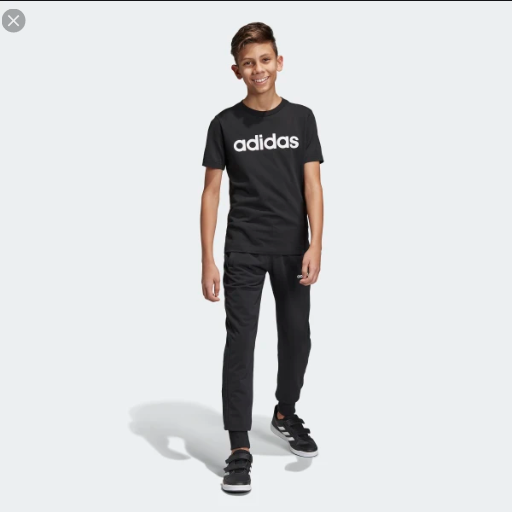 MAGLIA ADIDAS BAMBINO BAMBINA DV1811 YB E LIN TEE NERO BIANCO T-SHIRT MANICA COR